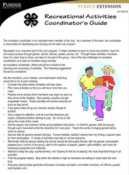 Recreational Activities Coordinator's Guide