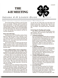 Indiana 4-H Leader Guide: The 4-H Meeting