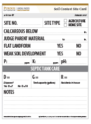 Indiana Soil Evaluation Scorecard: Site Card