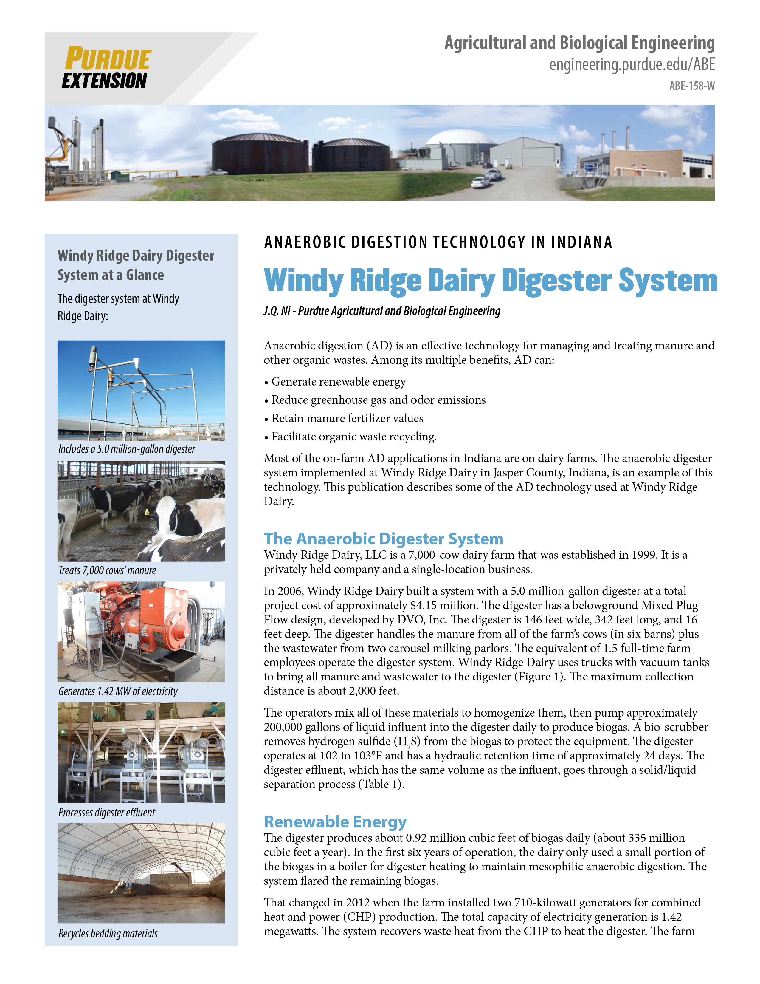 Anaerobic Digestion Technology: Windy Ridge Dairy