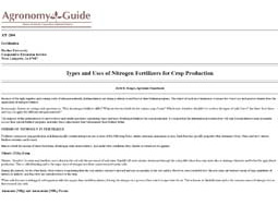 Types and Uses of Nitrogen Fertilizers for Crop Production