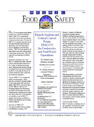 Hazard Analysis Critical Control Point (HACCP) for Foodservice and Food Retail Operations