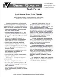 Last Minute Grain Dryer Checks